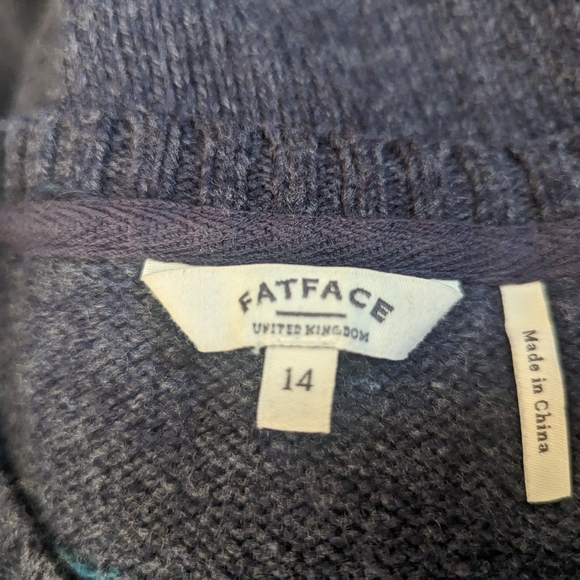 FAT FACE Womens Crew Neck Jumper Sweater UK 14 Navy Fairisle Aztec Pattern - Picture 6 of 7
